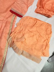 Elegant Orange kurti Set with Embellishments