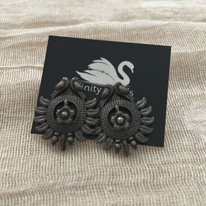Antique Silver Bird & Flower Earrings