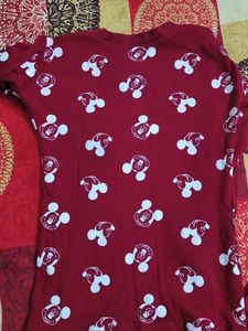 Maroon Mickey Mouse Pyjama Set