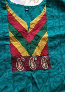 Teal Paisley Print Kurta - Free Delivery