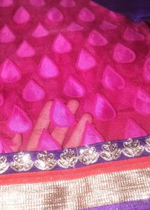 Beautiful Pink Saree with Blue Blouse