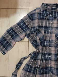 Plaid Button-Down Shirt Dress