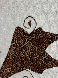 Leopard Print Halter Neck y2k asymmetrical Top