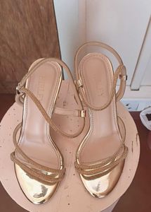Stylish Gold Embellished Heeled Sandals