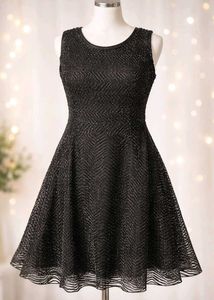 Sparkly Black Sleeveless A-line Dress