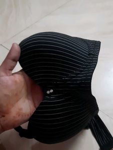 Pinstripe Black Bra