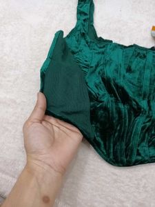 Emerald Green Velvet Corset Top XL