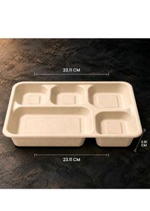 100 pieces Eco-Friendly 5-Compartment Trays