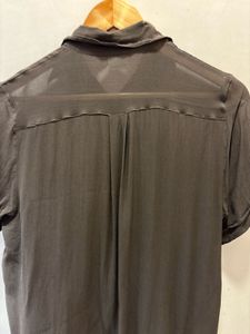 Chic Brown Button-Up Blouse