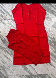 Vibrant Red Kurta with pajami