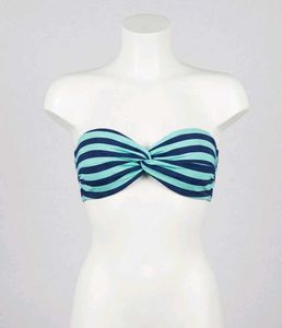 Striped Twist Front Bandeau Bikini Top