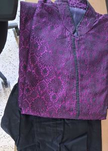 Men's Purple Brocade Kurta