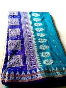 Beautiful Blue & Teal Silk Saree