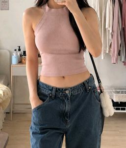 Ribbed Halter Neck Crop Top
