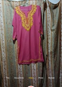 Beautiful Pink kashmiri ari work Embroidered Kurta
