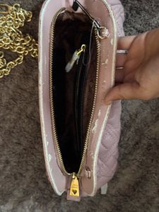 Love Moschino Pink Quilted Crossbody With Flaw