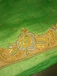 Exquisite Green Embellished Saree
