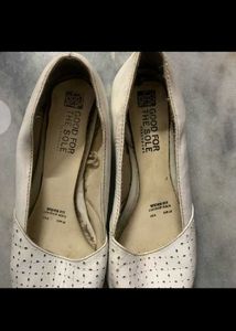 White Perforated Ballet Flats