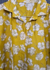 Straight Fit Mustard Kurti with Collar