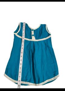 Teal Blue Top &amp; White Pants Set for Girls