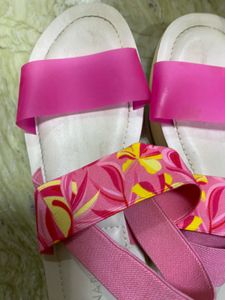 Women's Pink Floral Slide Sandals