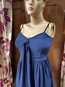 Chic Smocked Navy Blue Maxi Dress
