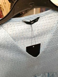 Baby Blue Textured Peplum Top