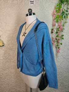 Chic Blue Knit Cardigan