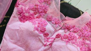 Pink Thread Embroidery Gown💗