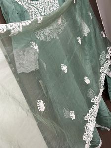 Green Chikankari Kurta Set with Dupatta