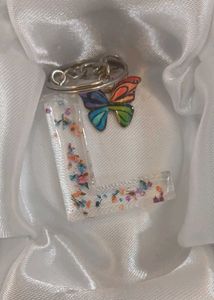 Resin Letter C Keychain with Seashells