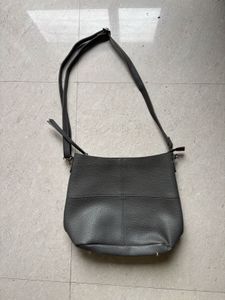 Chic Grey Faux Leather Crossbody Bag
