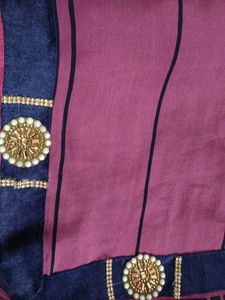 Purple &amp; Blue Checkered Saree ( price drop)
