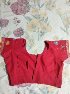 Red Colour Blouse Full Embroidery