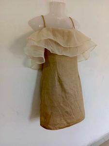 Sparkly Ruffle Cold Shoulder Dress