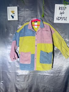 SHEIN Color Block Corduroy Jacket