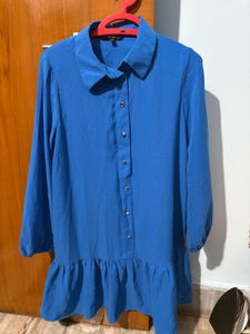 Chic Blue Ruffled Tunic Dress
