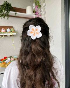 Crocheted Flower Hair Clips - Set of 2
