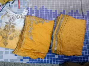 Party Wear Double Shade Yellow Sharara Suit In L
