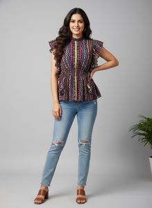 Boho Geometric Print Top
