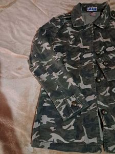 Camo Distressed Denim Jacket