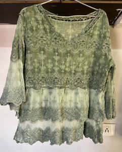 Green Embroidered Top