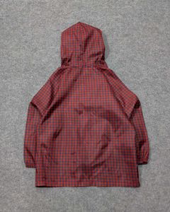 Korean Oversized Red Checkered Hooded Jacket