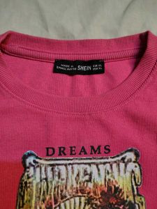Shein Vibrant Pink Graphic T-Shirt