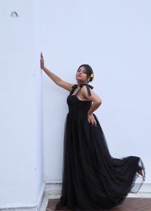 Elegant Black Tulle Corset Dress