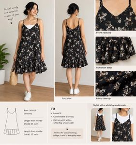 Floral Print Slip Dress with Ruffle Hem