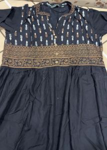 Elegant Black Kurta with Embellished Yoke😍