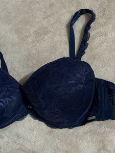 Elegant Navy Lace Bra