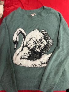 Green Swan Knit Sweater