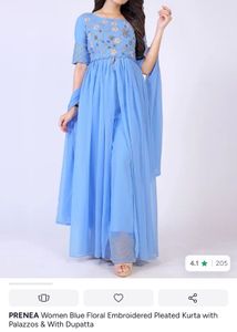 Pastel Blue Kurta set With palazzo &amp; Dupatta